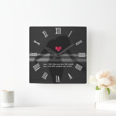 Silhouette van Vrouw met pony flower hart / Love Vierkante Klok (Huis)