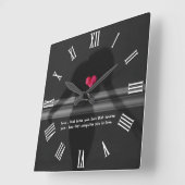 Silhouette van Vrouw met pony flower hart / Love Vierkante Klok (Hoek)