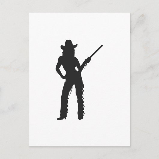 Silhouette van Western Cowgirl Briefkaart (Voorkant)