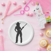 Silhouette van Western Cowgirl Papieren Bordje (Feest)