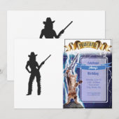 Silhouette van Westerne Cowgirl Kaart (Voorkant / Achterkant)