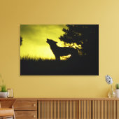 Silhouette van wolvenhowling canvas afdruk (Insitu (Woonkamer))