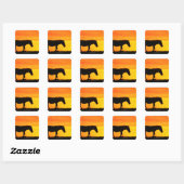 Silhouette van zebra op savanna vierkante sticker (Vel)