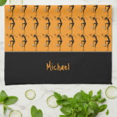 Silhouette Voetbal, Afrikaans Sinaasappel Theedoek (Gevouwen)