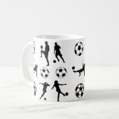 Silhouette Voetbal voor voetzoekerspeler Koffiemok (Voorkant links)