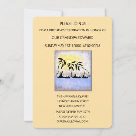 Silhouette Volle Maan Zeilen Verjaardag Uitnodigin Kaart