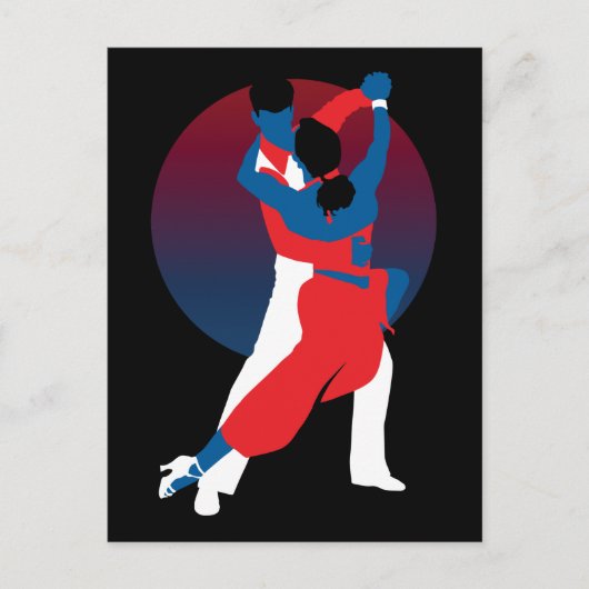 Silhouette voor rood en blauw dansen - Tango-danse Briefkaart (Voorkant)