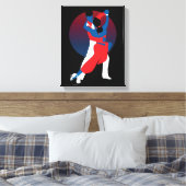 Silhouette voor rood en blauw dansen - Tango-danse Canvas Afdruk (Insitu (Slaapkamer))