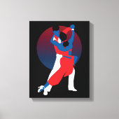 Silhouette voor rood en blauw dansen - Tango-danse Canvas Afdruk (Voorkant)
