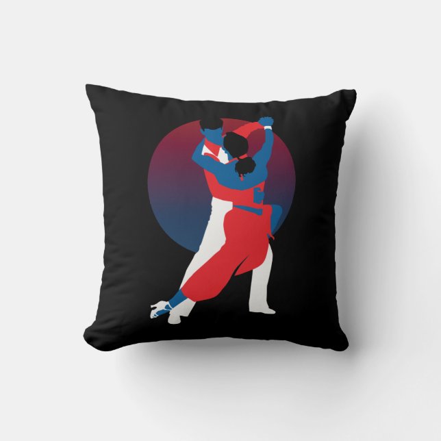 Silhouette voor rood en blauw dansen - Tango-danse Kussen (Voorkant)