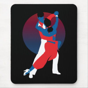 Silhouette voor rood en blauw dansen - Tango-danse Muismat
