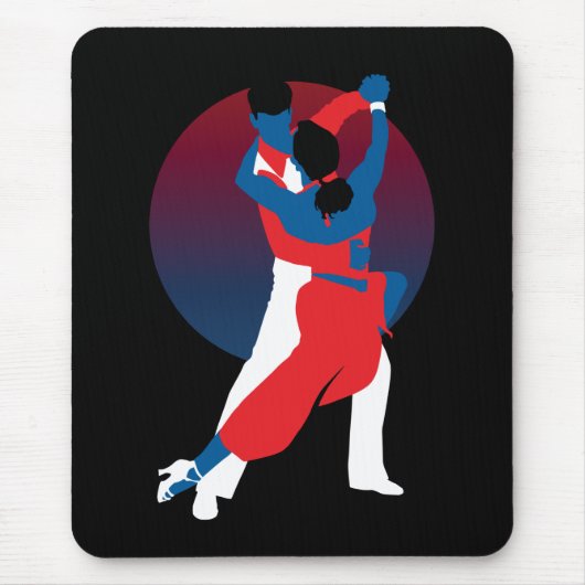 Silhouette voor rood en blauw dansen - Tango-danse Muismat (Voorkant)