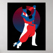 Silhouette voor rood en blauw dansen - Tango-danse Poster (Voorkant)