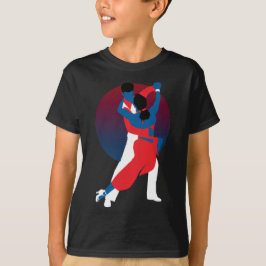 Silhouette voor rood en blauw dansen - Tango-danse T-shirt