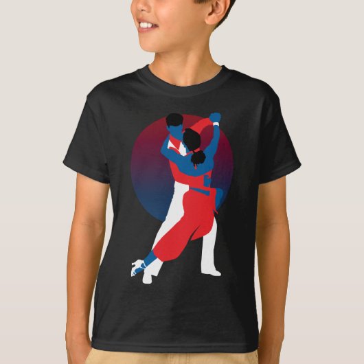 Silhouette voor rood en blauw dansen - Tango-danse T-shirt (Voorkant)