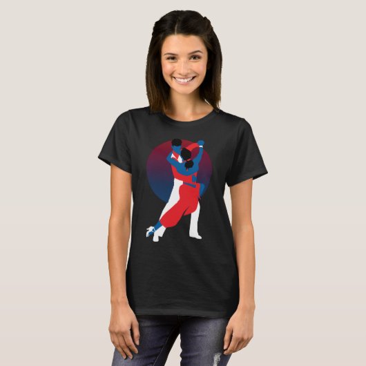Silhouette voor rood en blauw dansen - Tango-danse T-shirt (Voorkant volledig)