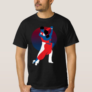 Silhouette voor rood en blauw dansen - Tango-danse T-shirt