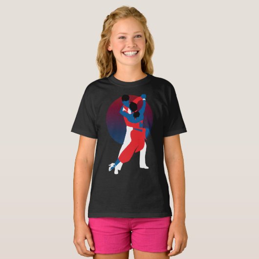 Silhouette voor rood en blauw dansen - Tango-danse T-shirt (Voorkant volledig)