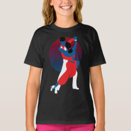 Silhouette voor rood en blauw dansen - Tango-danse T-shirt