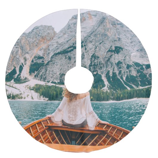 Silhouette Vrouw Alpine Lake Natuur Kerstboom Rok (Voorkant)