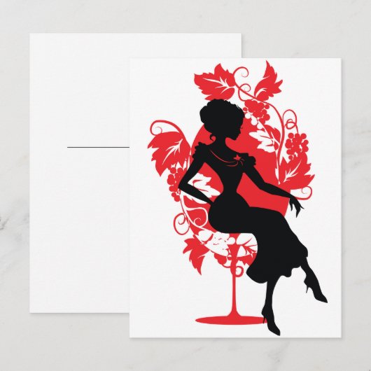 Silhouette vrouw die op een stoel zit uitnodiging briefkaart (Voorkant / Achterkant)