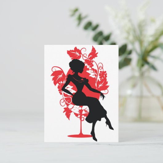 Silhouette vrouw die op een stoel zit uitnodiging briefkaart (Staand voorkant)