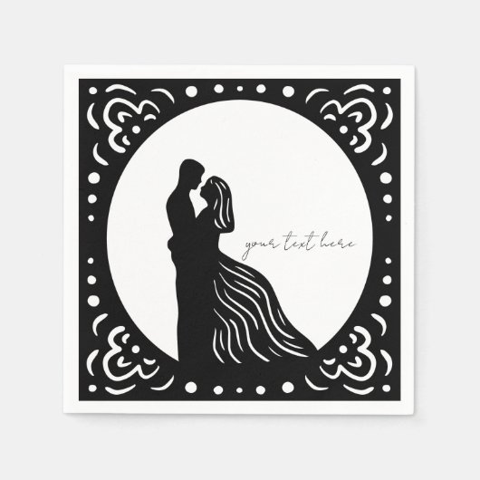 Silhouette Wedding Couple Black papieren servetten (Voorkant)