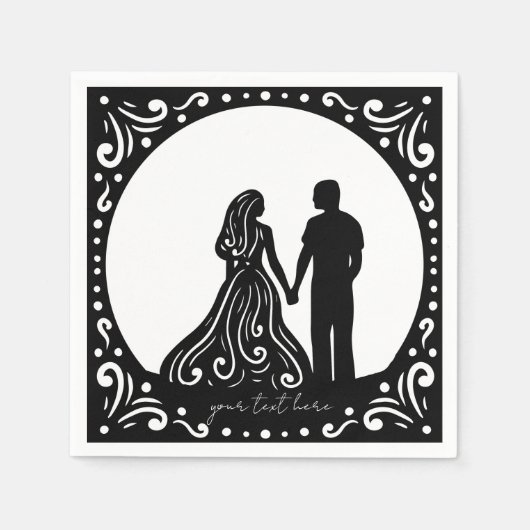 Silhouette Wedding Couple Black papieren servetten (Voorkant)