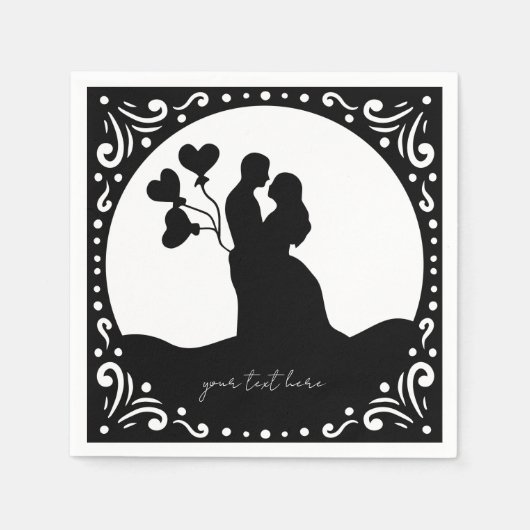 Silhouette Wedding Couple paper servkins Servet (Voorkant)