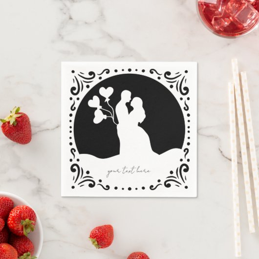 Silhouette Wedding Couple White paper luiers Servet (Insitu)