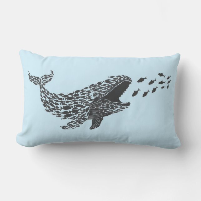 Silhouette Whale Lumbar Sierkussen Kussen (Voorkant)