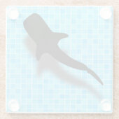 Silhouette Whale Shark in zwempool Glazen Onderzetter (Achterkant)