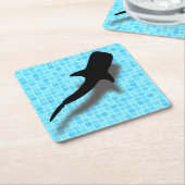 Silhouette Whale Shark in zwempool Kartonnen Onderzetters (Schuin)