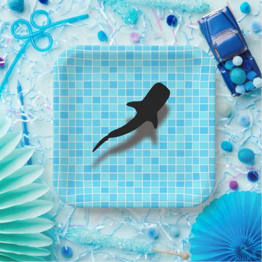 Silhouette Whale Shark in zwempool Papieren Bordje (Feest)