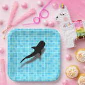 Silhouette Whale Shark in zwempool Papieren Bordje (Feest)