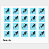 Silhouette Whale Shark in zwempool Vierkante Sticker (Vel)
