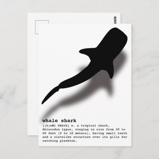 Silhouette Whale Shark met definitiestrand Briefkaart (Voorkant / Achterkant)