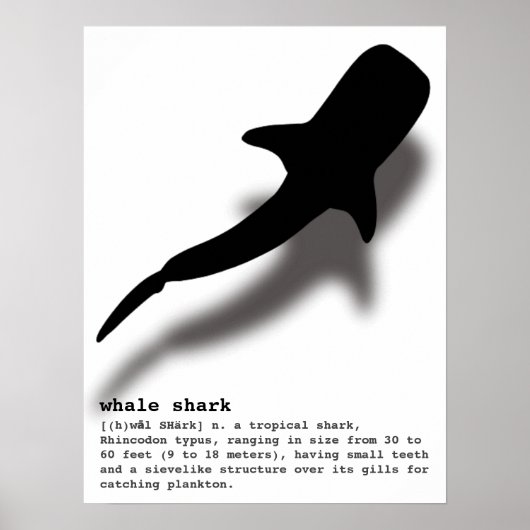 Silhouette Whale Shark met definitiestrand Poster (Voorkant)