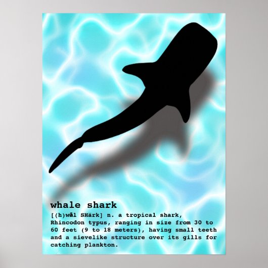 Silhouette Whale Shark met definitiestrand Poster (Voorkant)