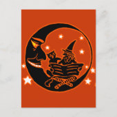  Silhouette Witch Cat en Moon Briefkaart (Voorkant)