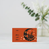 Silhouette Witch Cat en Moon Visitekaartje (Staand voorkant)