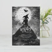 Silhouette Witch Halloween Party Uitnodiging (Staand voorkant)