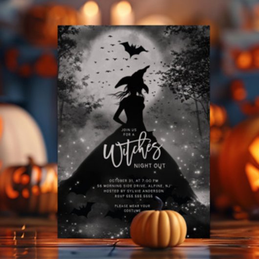 Silhouette Witch Halloween Party Uitnodiging