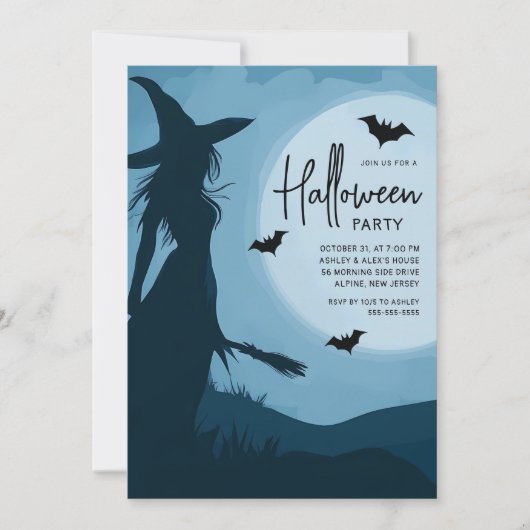 Silhouette Witch Halloween Party Uitnodiging (Voorkant)