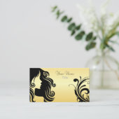 Silhouette Woman Hair Stylist - Geel Visitekaartje (Staand voorkant)