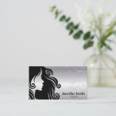 Silhouette Woman Hair Stylist Visitekaartje (Staand voorkant)