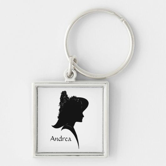Silhouette Woman in Pet Personal Sleutelhanger (Voorkant)