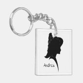 Silhouette Woman in Pet Personal Sleutelhanger (Voorkant Links)