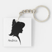 Silhouette Woman in Pet Personal Sleutelhanger (Achterkant)