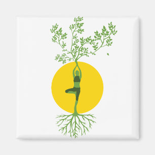 Silhouette Woman Tree Yoga Meditation Magneet